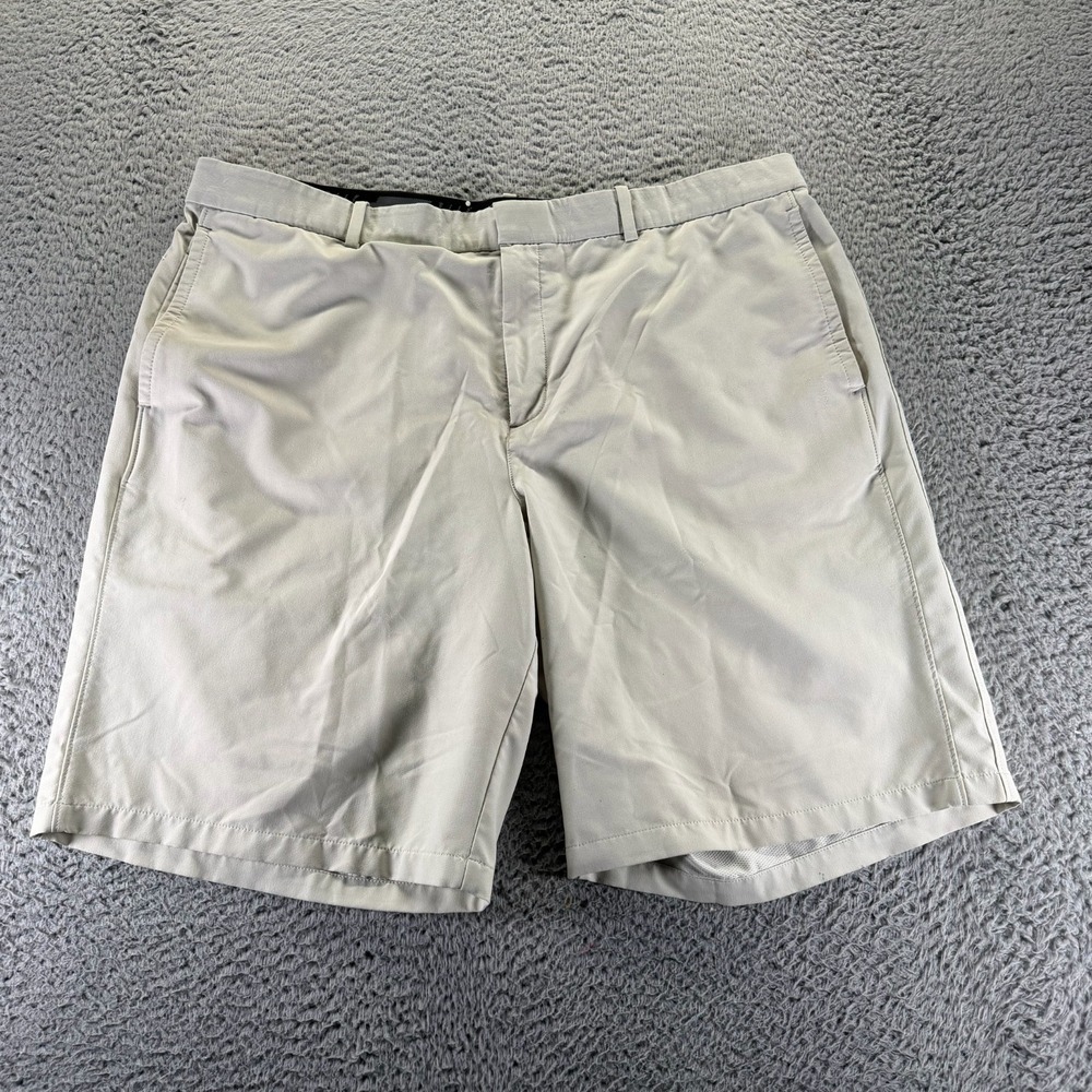 Nike Shorts Mens 40 Beige Polyester Mesh Lined Golf Performance Stretch Athletic